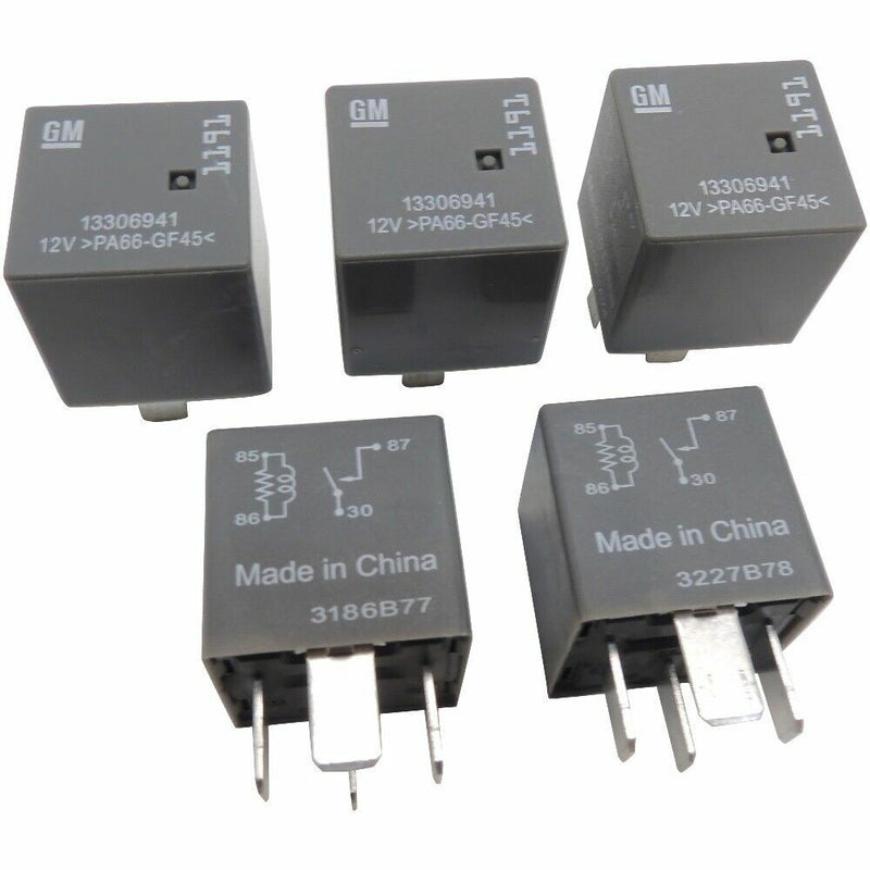 New OEM GM Relays 5-Pack Main Universal 4-Terminal Relay 13306941-1