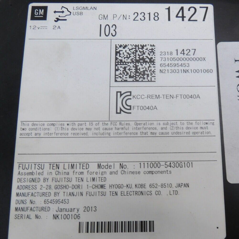 Radio Receiver Module fits 2014 Chevrolet Impala 23181427 23206602-2
