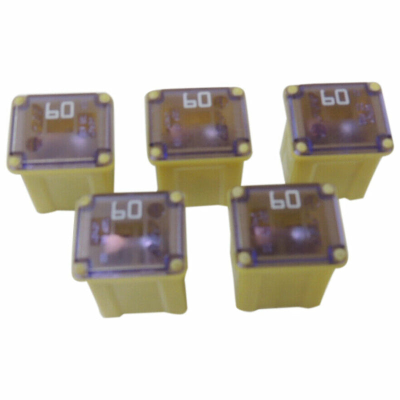 Cartridge Fuse 5-Pack 60 Amp SBFC-LPJ Type Slow Blow Yellow PEC 3462 Low Profile-1