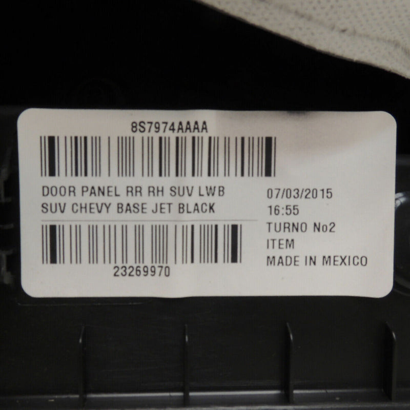 Door Trim Panel RH Rear Jet Black Leather/Woodgrain 2015-17 Suburban 22903227-4