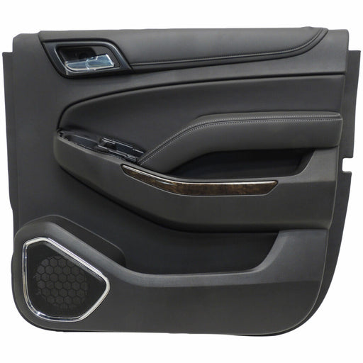 Door Trim Panel RH Rear Jet Black Leather/Woodgrain 2015-17 Suburban 22903227-1