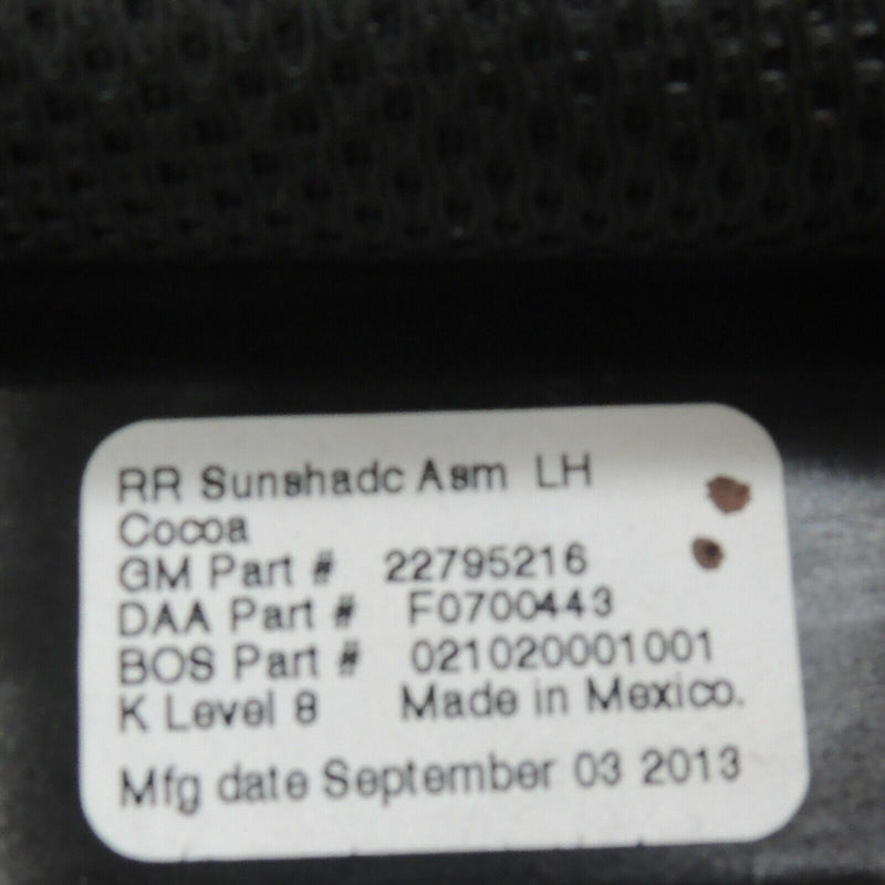 OEM GM Interior Door Sunshade LH Rear Cocoa 2013-17 Cadillac XTS 22795216-2