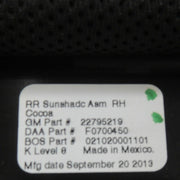 OEM GM Interior Door Sunshade RH Rear Cocoa 2013-17 Cadillac XTS 22795219-2