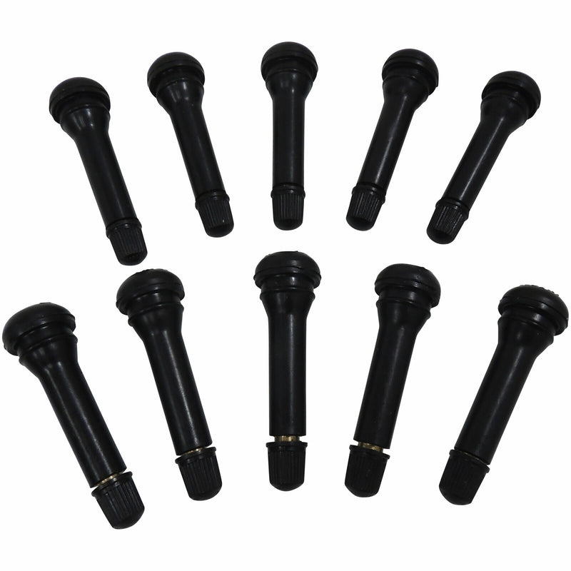 Black Rubber Tire Valve Stems 10 Standard 2 Inch Length Tubeless 0.453 Dia TR418-1