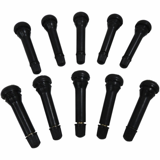 Black Rubber Tire Valve Stems 10 Standard 2 Inch Length Tubeless 0.453 Dia TR418-1