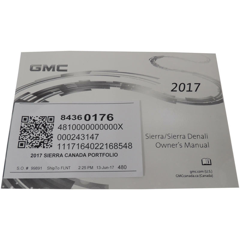 Information Package/Owner's Manual 2017 GMC Sierra Canada Portfolio 84360176-2