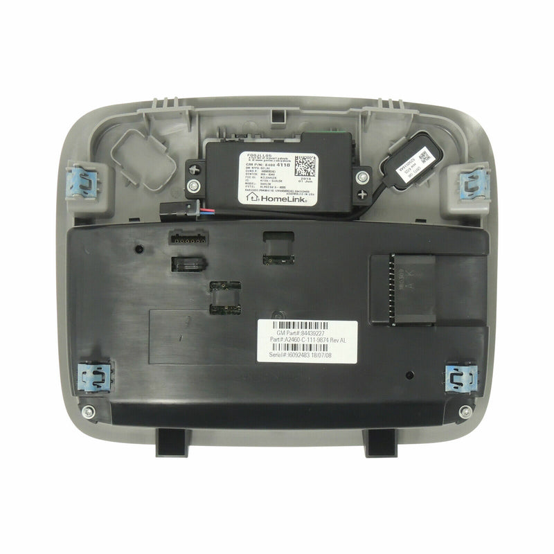 Overhead Roof Console Assembly Light Gray With Homelink 2016-18 Malibu 84439227-3