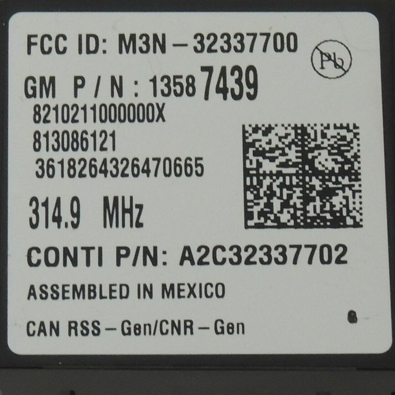 OEM GM Remote Control Door Lock Receiver 2015-18 Silverado Sierra 13587439-3